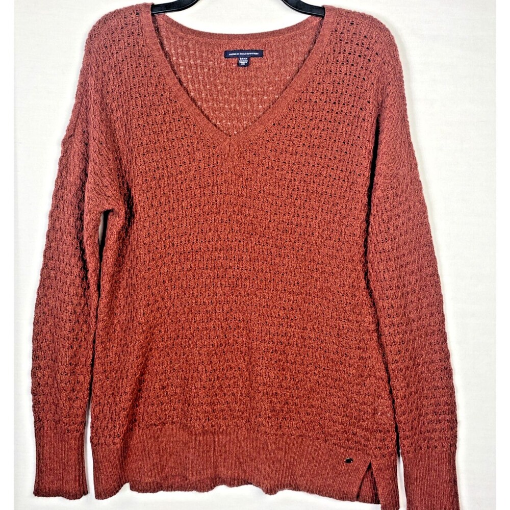 American Eagle Outfitters Size Small Women Sweater Rust Orange Loose Cable Knit